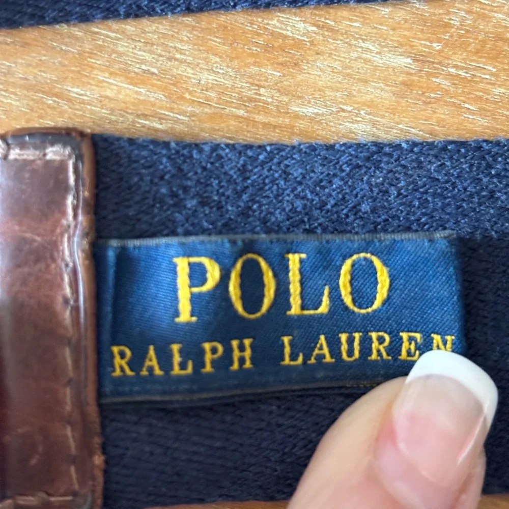 Polo Ralph‎ Lauren Blue Canvas Leather Accent Belt Pony Brass DRing Buckle M